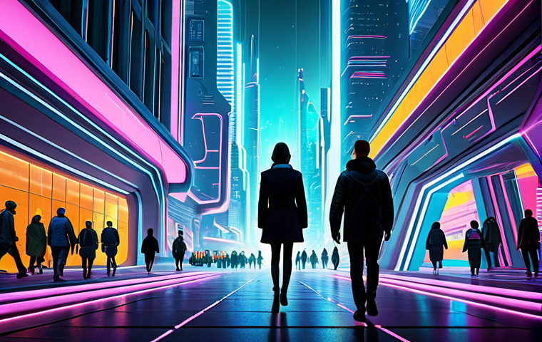 Digital Art Innovation**

"A futuristic cityscape, rendered in vibrant digital art style, showcasing abstract architectural forms and glowing neon accents, fully clothed figures walking in the foreground, appropriate attire, professional concept art, safe for work, perfect anatomy, correct proportions, high quality."

**